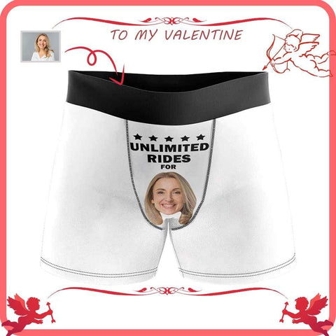 Custom Face Boxers Underwear Personalized Unlimited Rides White Mens' –  Custom Face Shirt